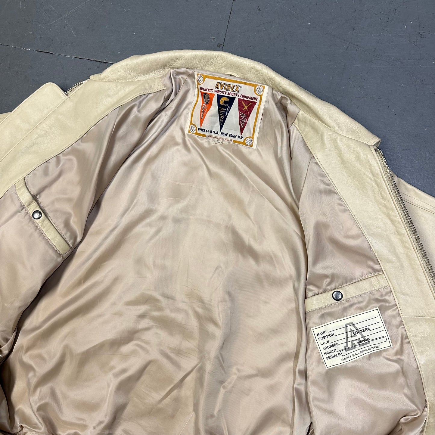 Avirex Icon Leather Jacket In Beige ( XL )