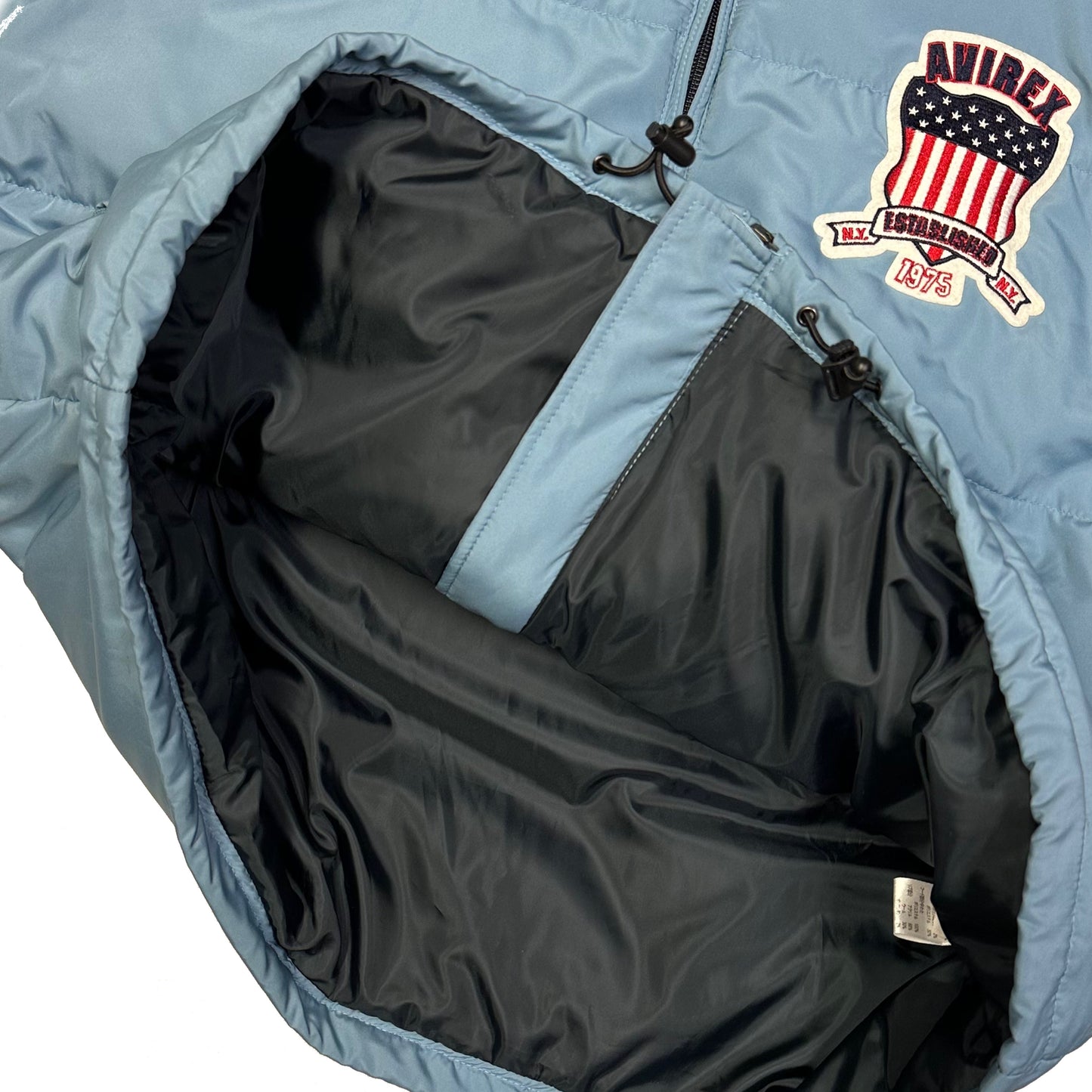 Avirex Spell Out Puffer Jacket In Baby Blue ( XXL )