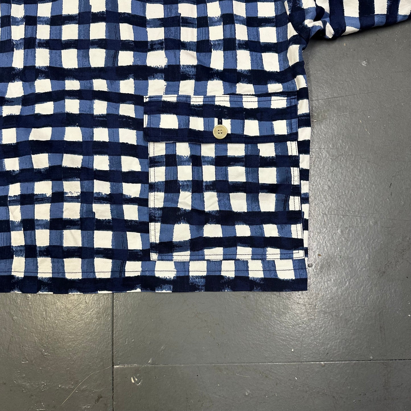 Uniqlo X Marni Collared Check Jacket In Blue & White ( M )