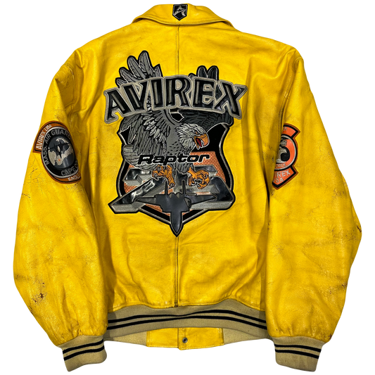 Avirex Raptor Leather Jacket In Yellow ( L )