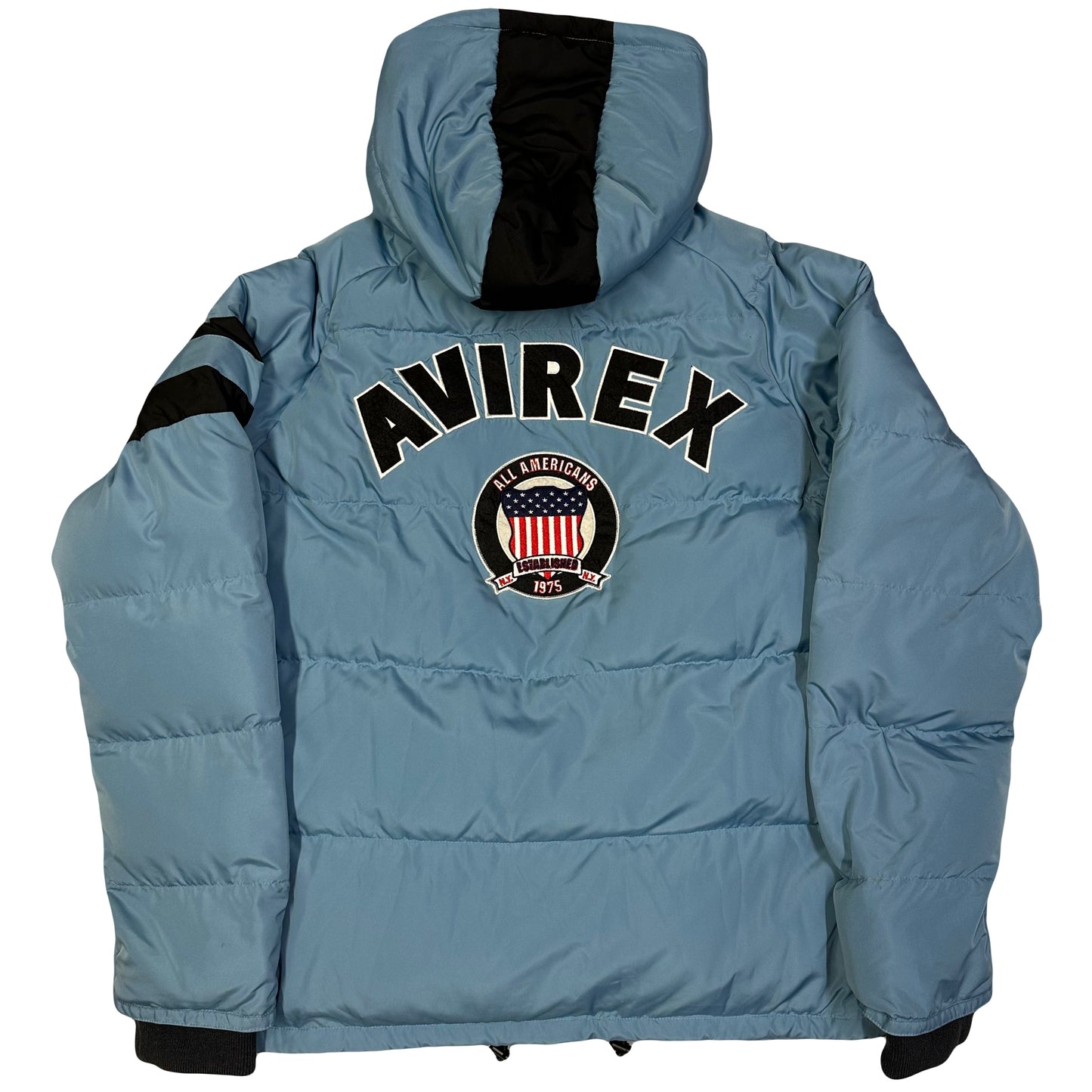 Avirex Spell Out Puffer Jacket In Baby Blue ( XXL )