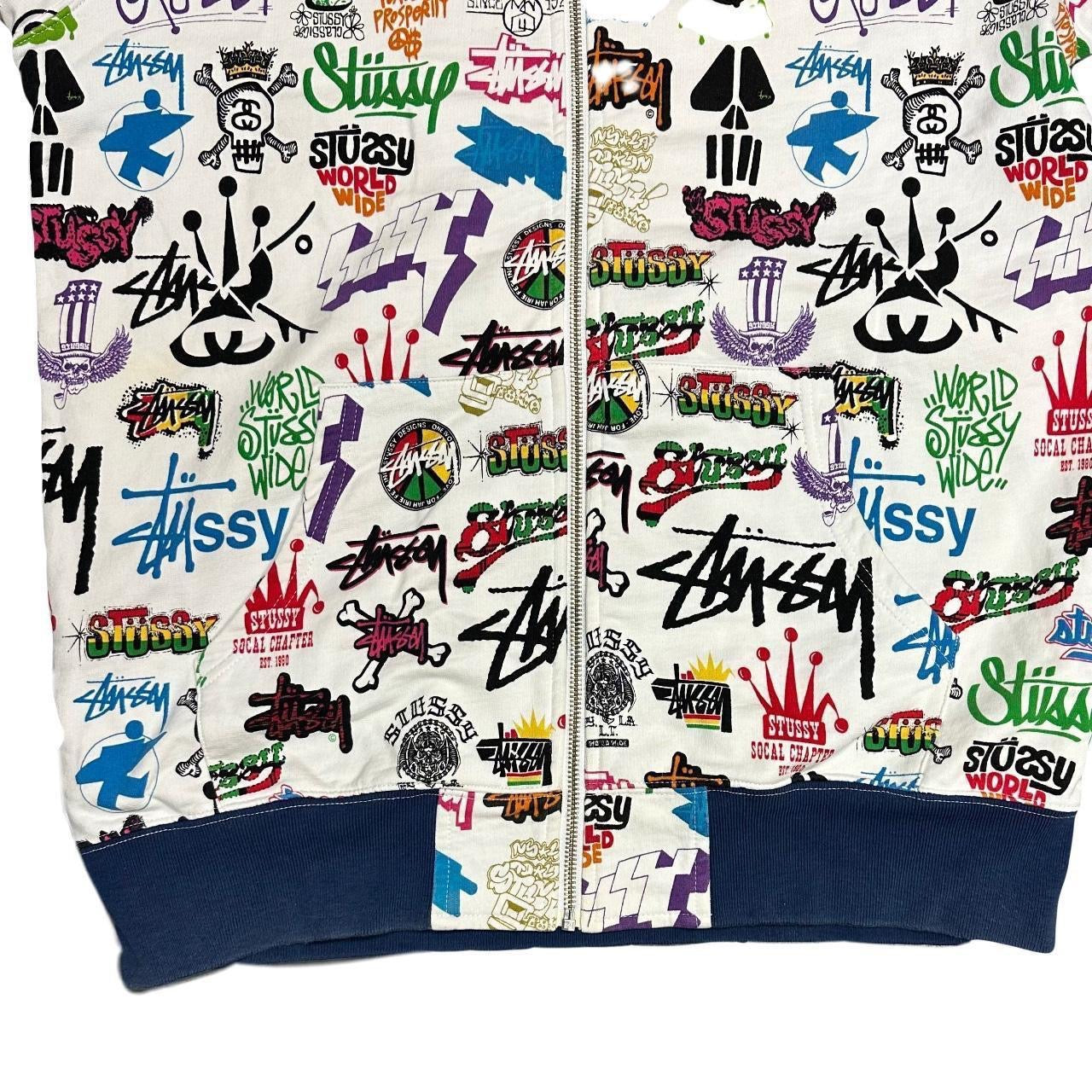 Stüssy multi logo hoodie in white ( L )