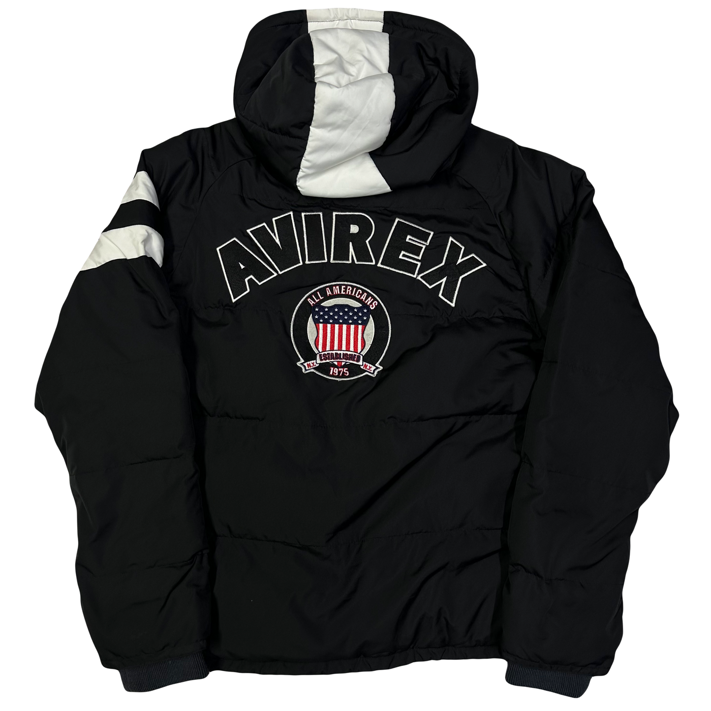 Avirex Spell Out Puffer Jacket In Black ( XL )