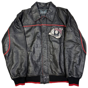 Avirex ‘King Casino’ Leather Jacket In Black & Red ( L )