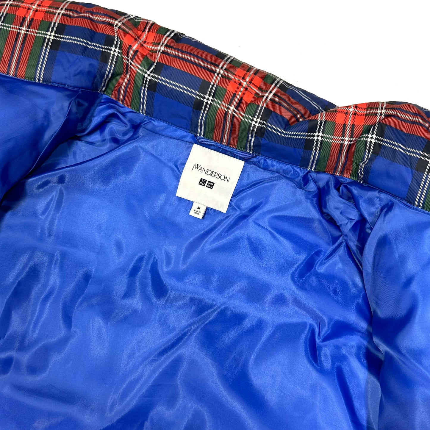 JW Anderson X Uniqlo Plaid Puffer Jacket In Blue ( M )