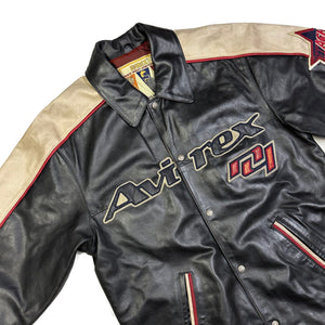 Avirex ‘All Star Goalers’ Long Leather Jacket In Black ( S )