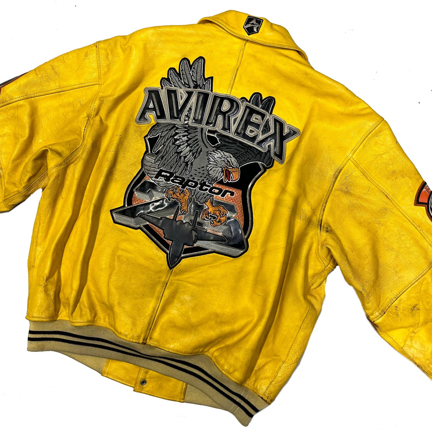 Avirex Raptor Leather Jacket In Yellow ( L )