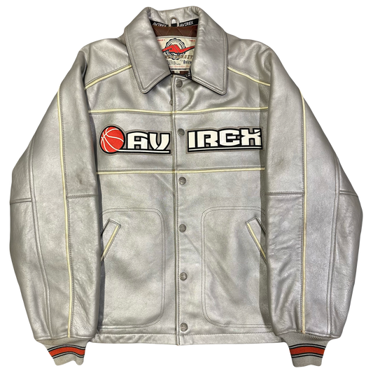 Avirex Leather Jacket In Silver ( M )