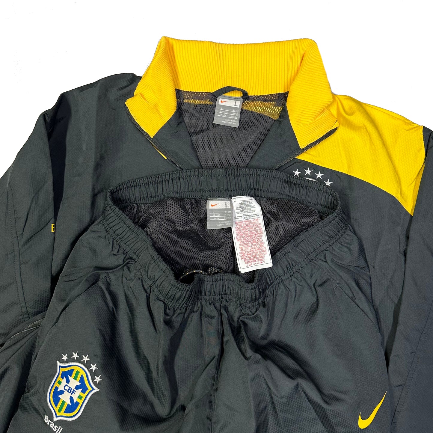 Nike Brazil 2008/10 Tracksuit In Black & Yellow ( L )