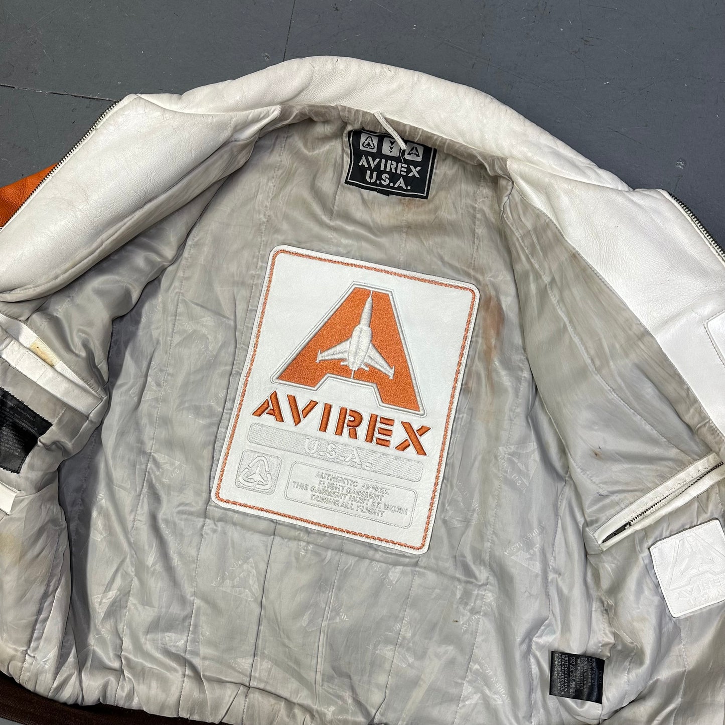 ARCHIVE Avirex Fighter Jet Leather Jacket ( L )