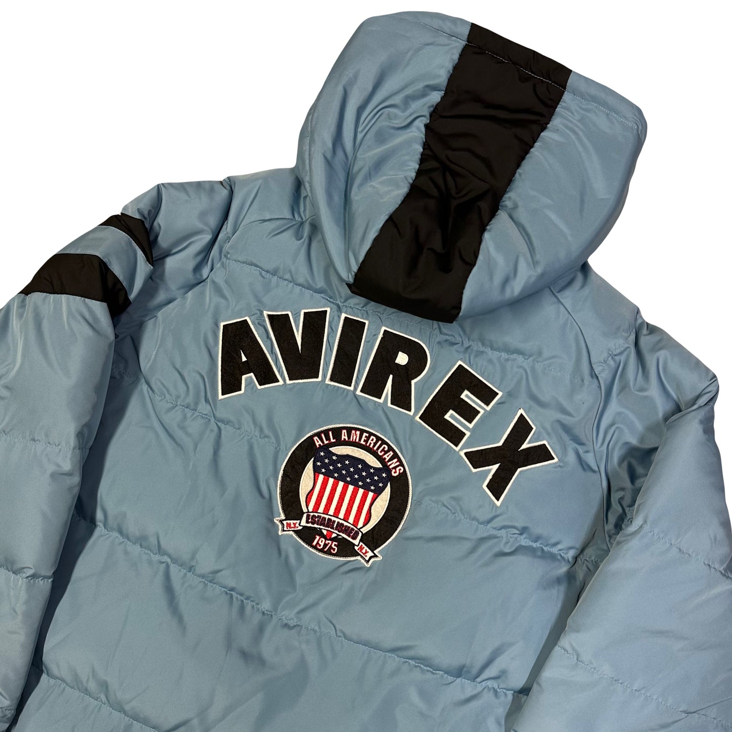 Avirex Spell Out Puffer Jacket In Baby Blue ( XXL )