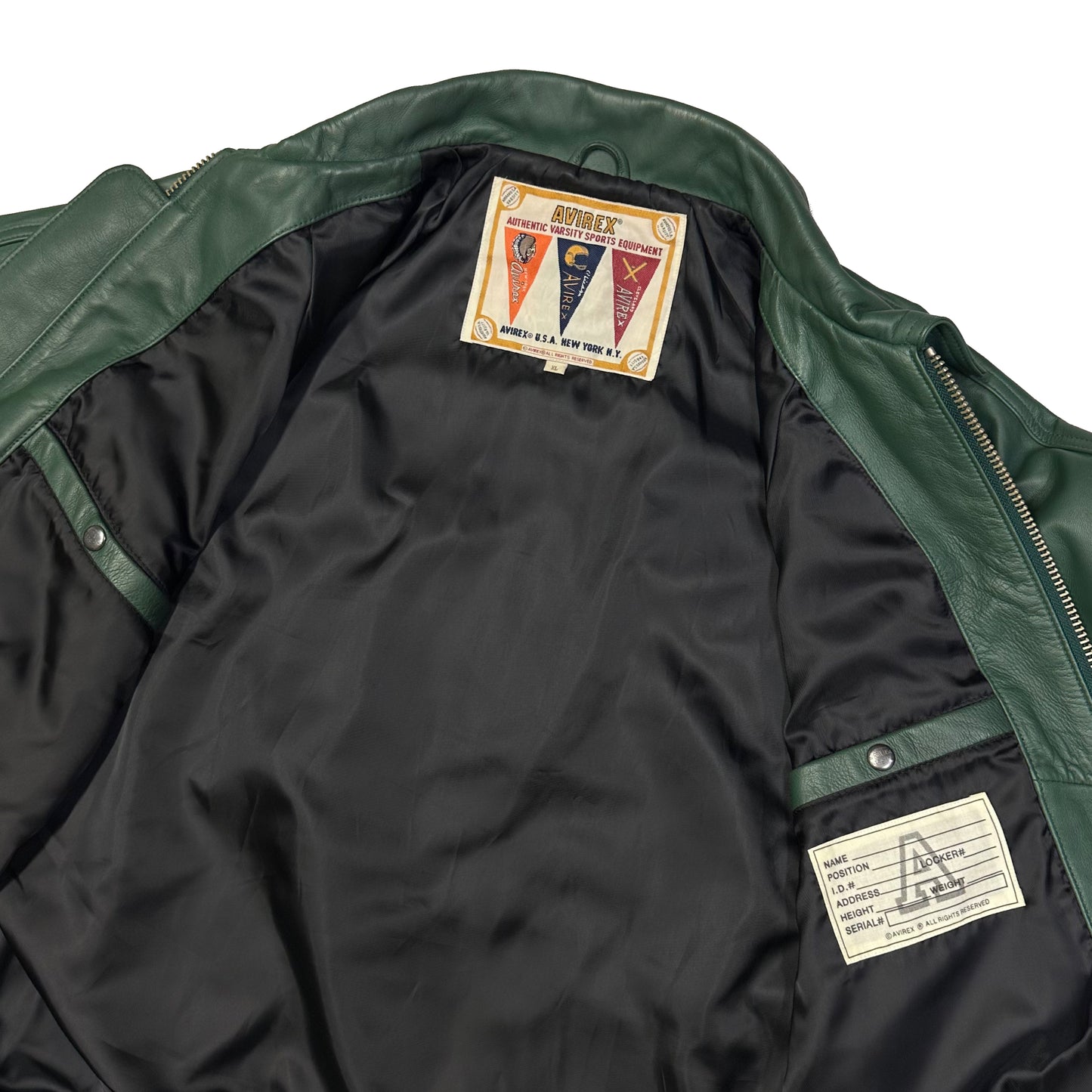 Avirex Icon Leather Jacket In Green ( XL )