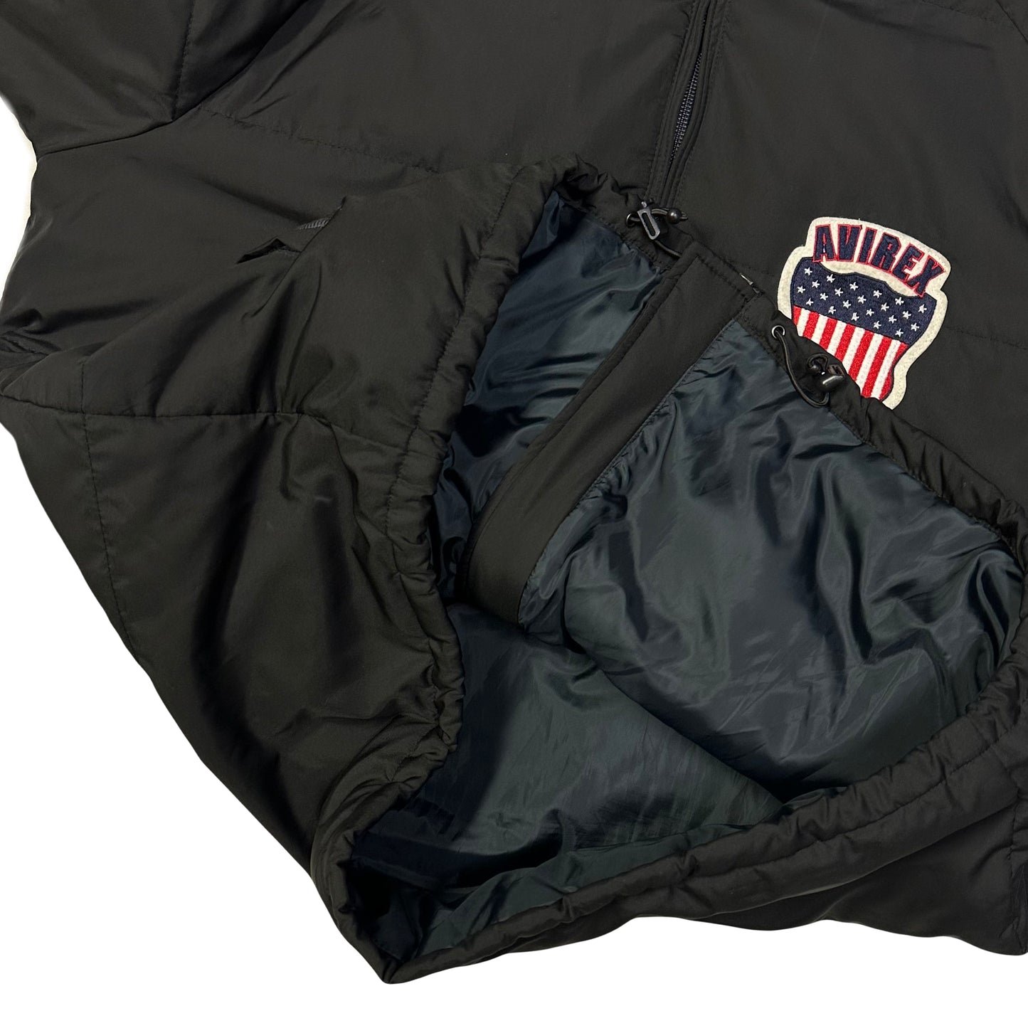 Avirex Spell Out Puffer Jacket In Black ( XL )