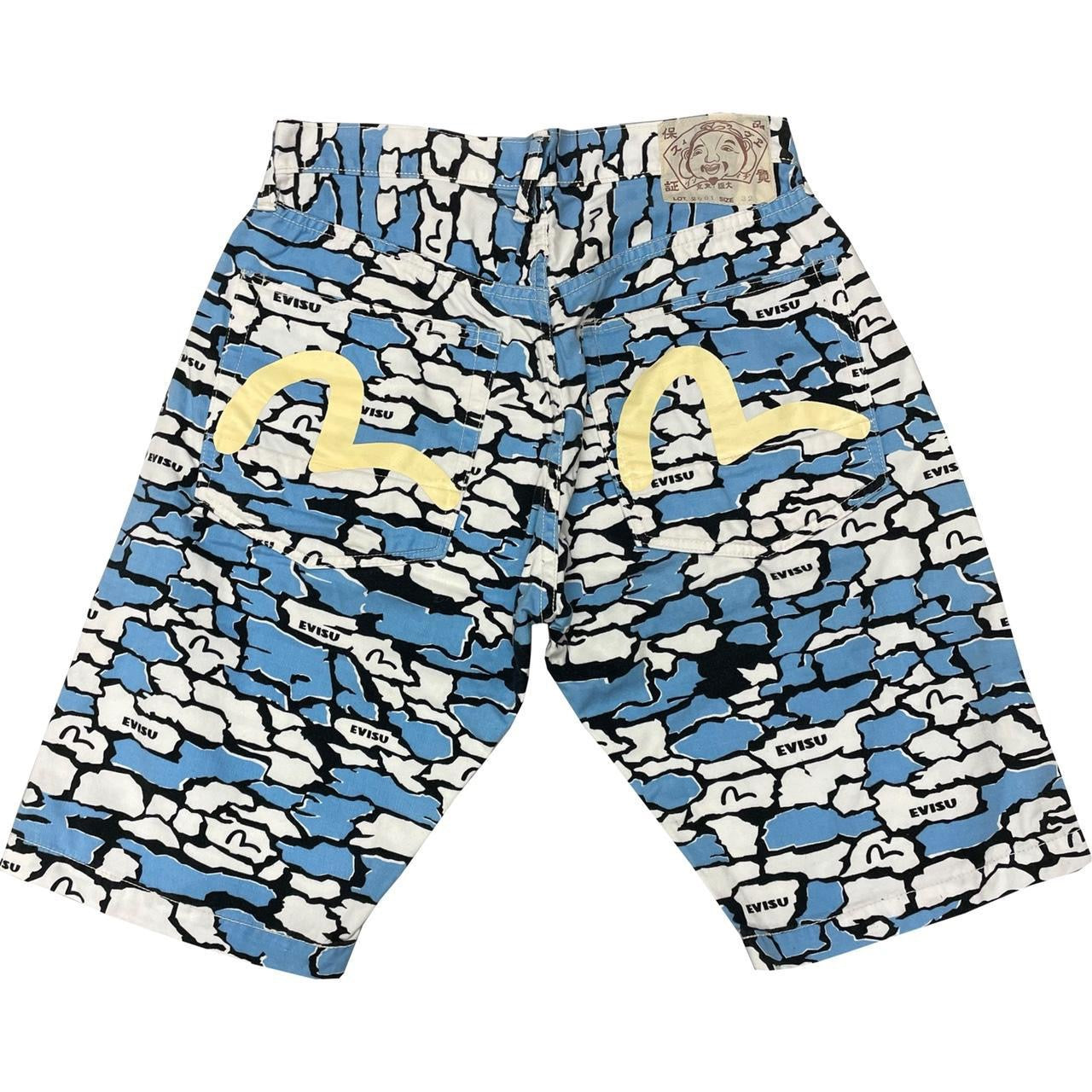 Evisu Ishigaki Camo Blue Shorts ( W32 )