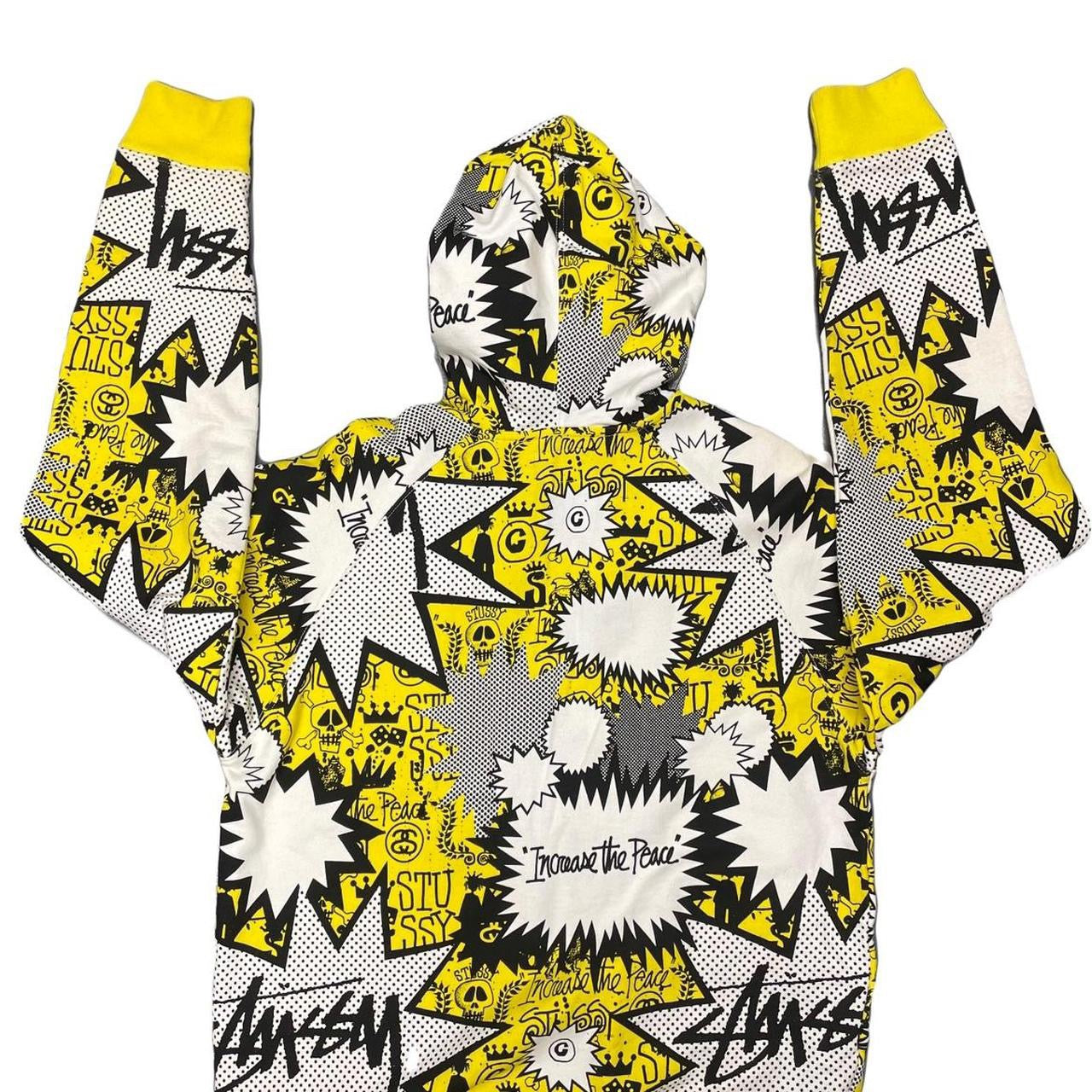 Stussy Yellow Skull & Crossbones Graphic Monogram Zip-Up Hoodie [M]