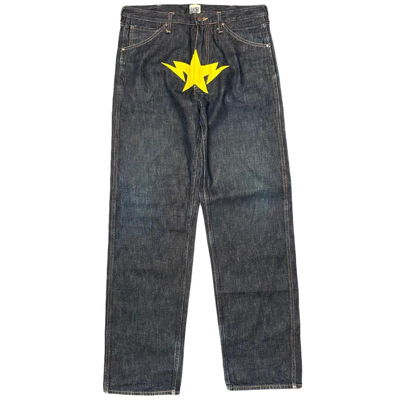 Bape Sta Jeans With Yellow Print ( L / W34 )