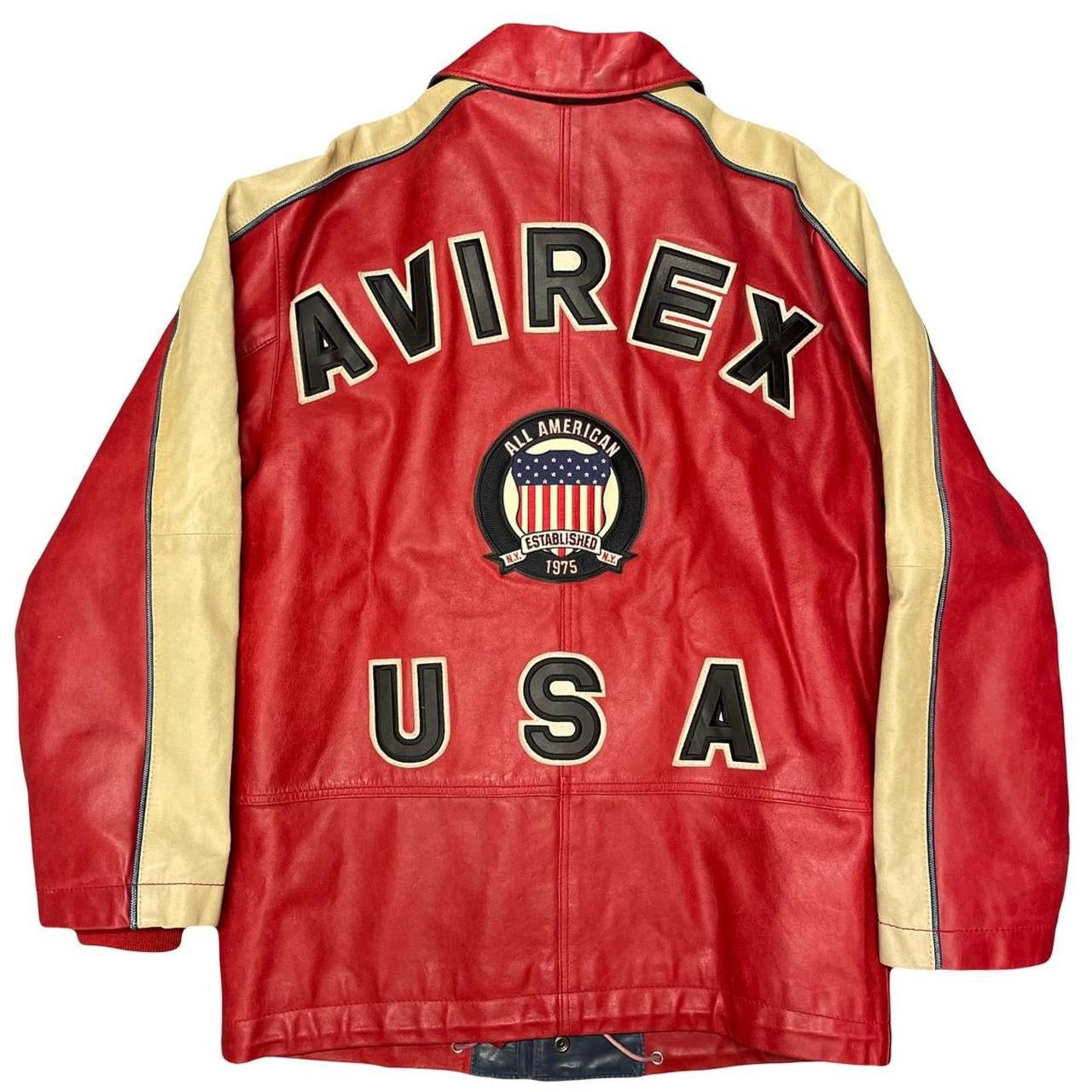 Avirex USA Long Leather Jacket In Red ( XS ) – 1036 Emporium