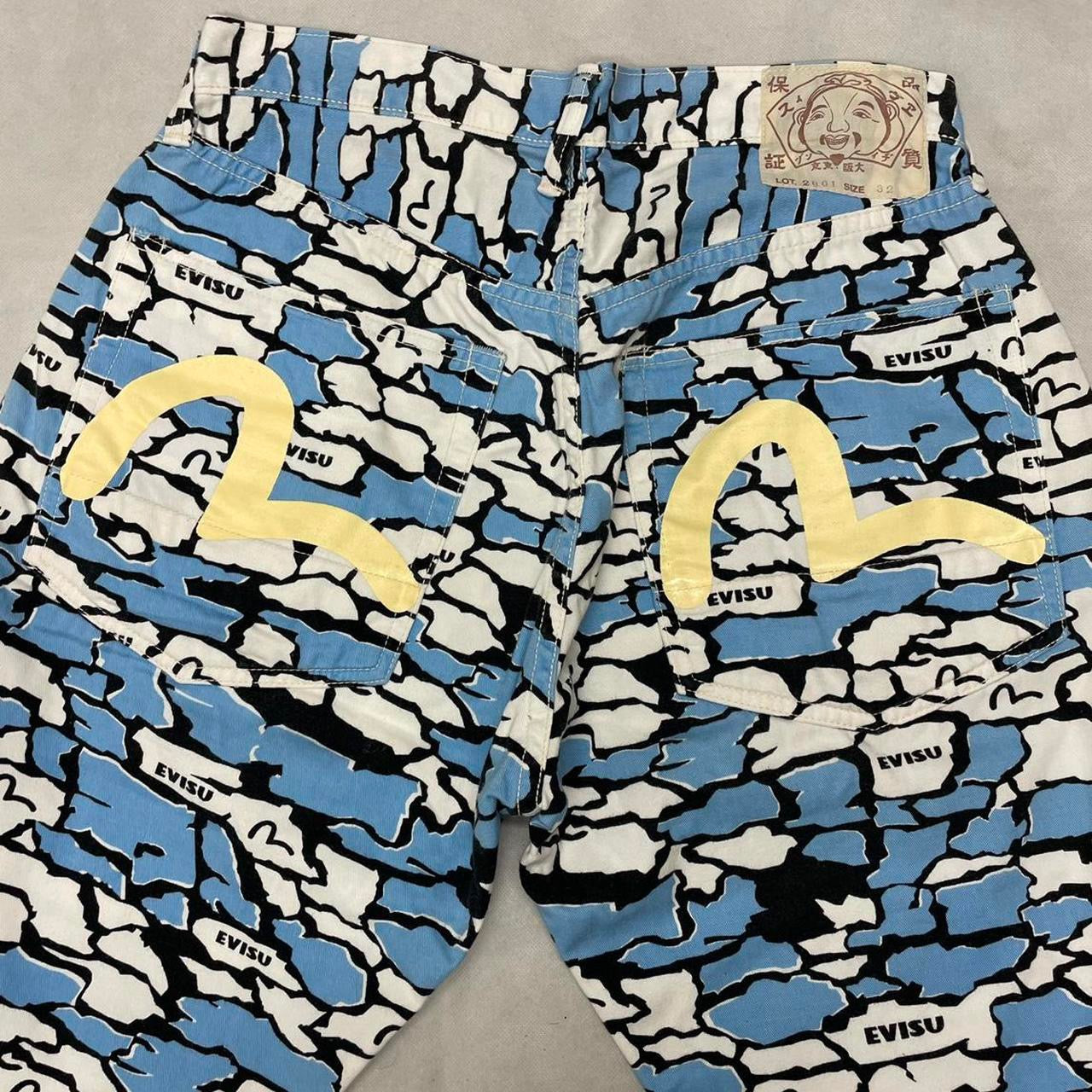 Evisu Ishigaki Camo Blue Shorts ( W32 )